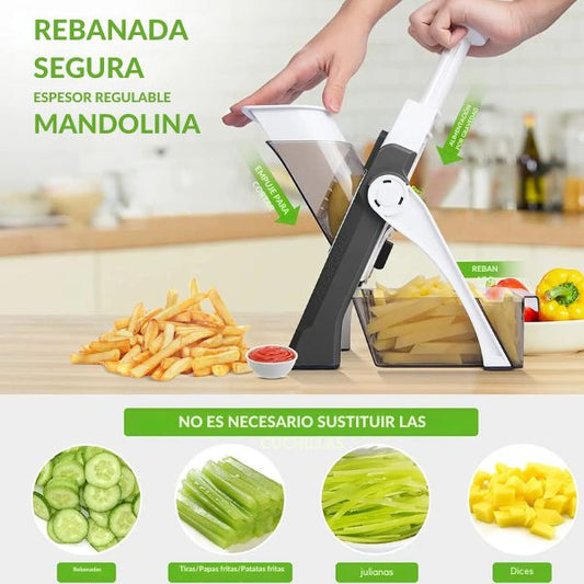 Mandolina multifuncional 5 en 1 para cortes perfectos y seguros